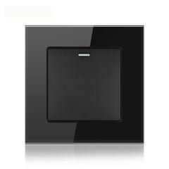 16AX 1-Gang 2-Way Light Switch - Tempered Glass - Black