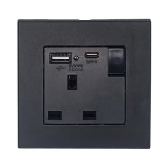 13A 1-Gang Switched Socket with USB Type A & Type C Ports