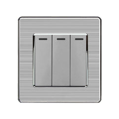 16AX 3-Gang 2-Way Light Switch - Stainless Steel Brushed