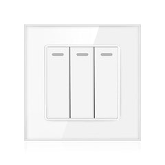 16AX 3-Gang 2-Way Light Switch - Tempered Glass