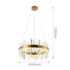 LED Ceiling Pendant Light 28Watt Acron Elion Crystal Gold Living Room, Dinning