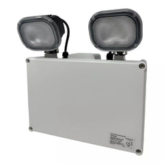 Knightsbridge LED Twin Emergency Spotlight, Self Testing, IP65, 230V 2x3W, Non-Maintained, EMTWINST