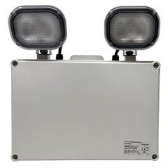 Knightsbridge LED Twin Emergency Spotlight, Self Testing, IP65, 230V 2x3W, Non-Maintained, EMTWINST