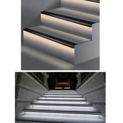 LED Aluminium Stair Nosing Profile Black - Anti-Slip and Integrated Step Lighting