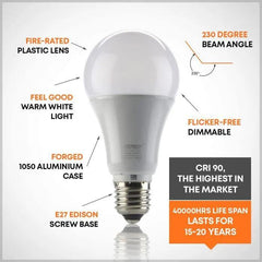 Ledison Globe LED Bulb - 8W, B22 Bayonet , Warm White, 2700K, Dimmable