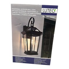 Luteco Outdoor Wall Lantern Matte Black with Dusk-to-Dawn Sensor and 7W LED Bulb
