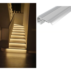 LED Aluminium Stair Nosing Profile Black - Anti-Slip and Integrated Step Lighting