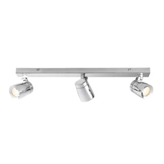 Knight Chrome Bathroom 3 Light Spot Bar with LED GU10 Bulbs