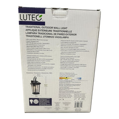 Luteco Outdoor Wall Lantern Matte Black with Dusk-to-Dawn Sensor and 7W LED Bulb
