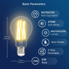 LED Filament Retro Light Bulb 8W Warm White Dimmable E27 Glass Classic Ledison