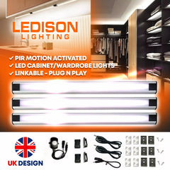 LED Light Kit Cabinet & Wardrobe  12Watt - PIR Infrared Motion Detection UK Plug