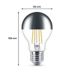 LED Retro Filament Bulb Mirror Top Warm White Dimmable E27