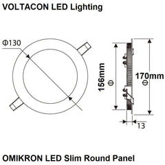 LED Round Panel Light 12W. Recessed Downlight
