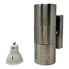 Paradise Stainless Steel Outdoor Wall Lights. IP65. Option LED Spots. Twin Pack