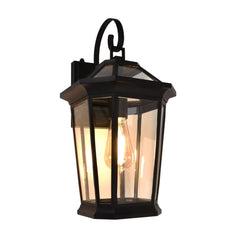 Luteco Outdoor Wall Lantern Matte Black with Dusk-to-Dawn Sensor and 7W LED Bulb