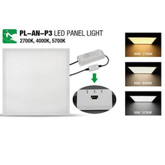 LED Panel Light Square 40W Slim White 3-CCTs 40W 600x600mm