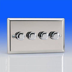 Varilight 4 Gang 250w 2 Way Trailing Edge Dimmer Switch - Chrome