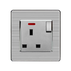 13A 1-Gang Switched Socket UK 230V - Stainless Steel Brushed