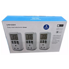 UNI-COM Easy Read Electronic Timer UK Socket Pack of 3