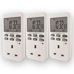 UNI-COM Easy Read Electronic Timer UK Socket Pack of 3