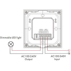 LED Dimmer Switch - AC TRIAC - Touch Glass Panel Black