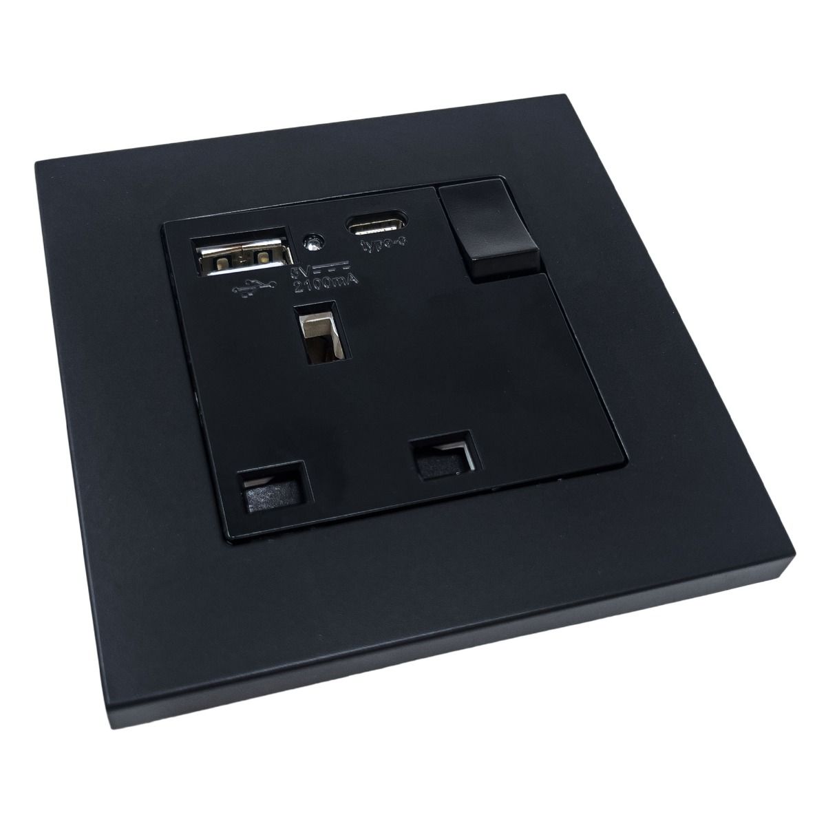 13A 1-Gang Switched Socket with USB Type A & Type C Ports