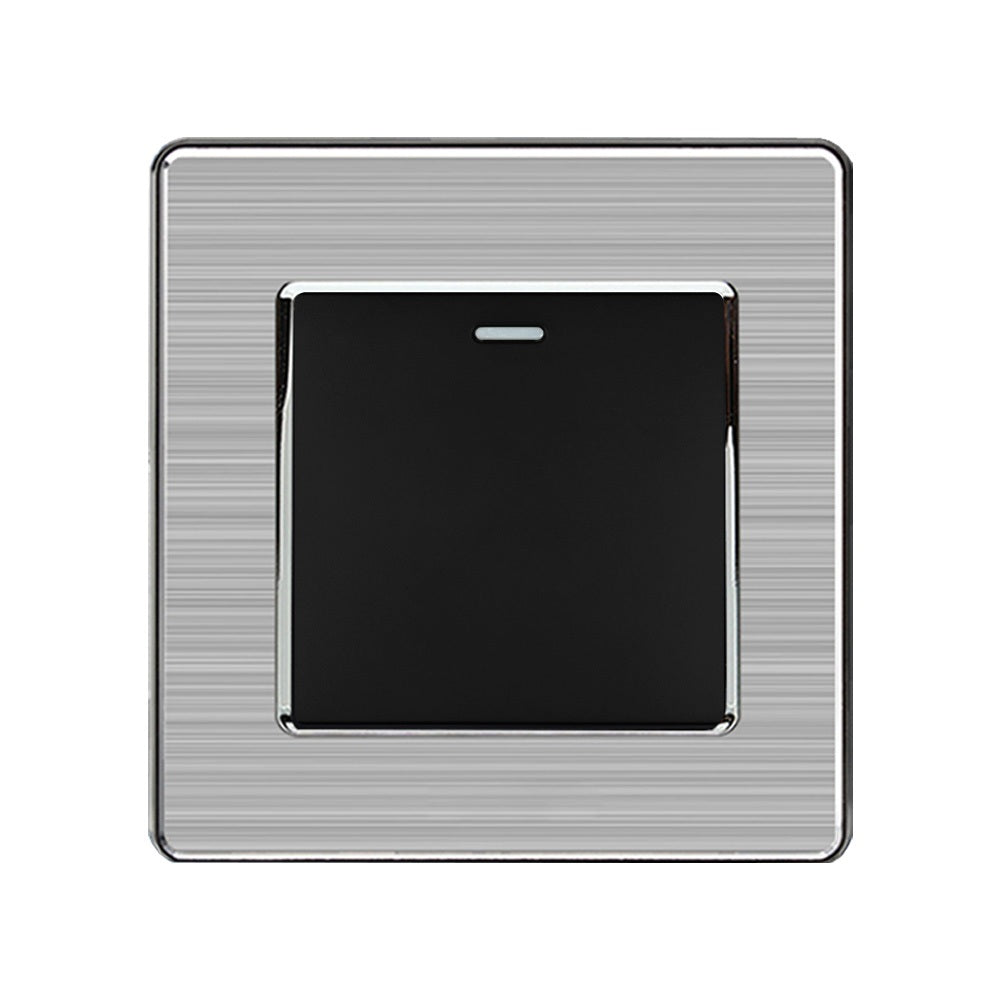 16AX 1-Gang 2-Way Light Switch - Stainless Steel Brushed / Black