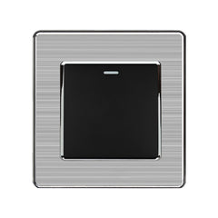 16AX 1-Gang 2-Way Light Switch - Stainless Steel Brushed / Black