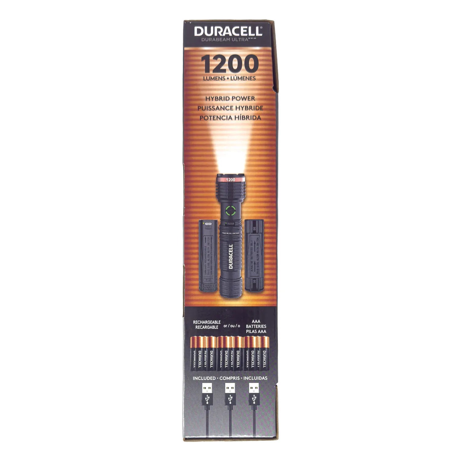 Duracell LED Hybrid Torch - 3 Pack - 1200 Lumens - Aluminium - Batteries Included