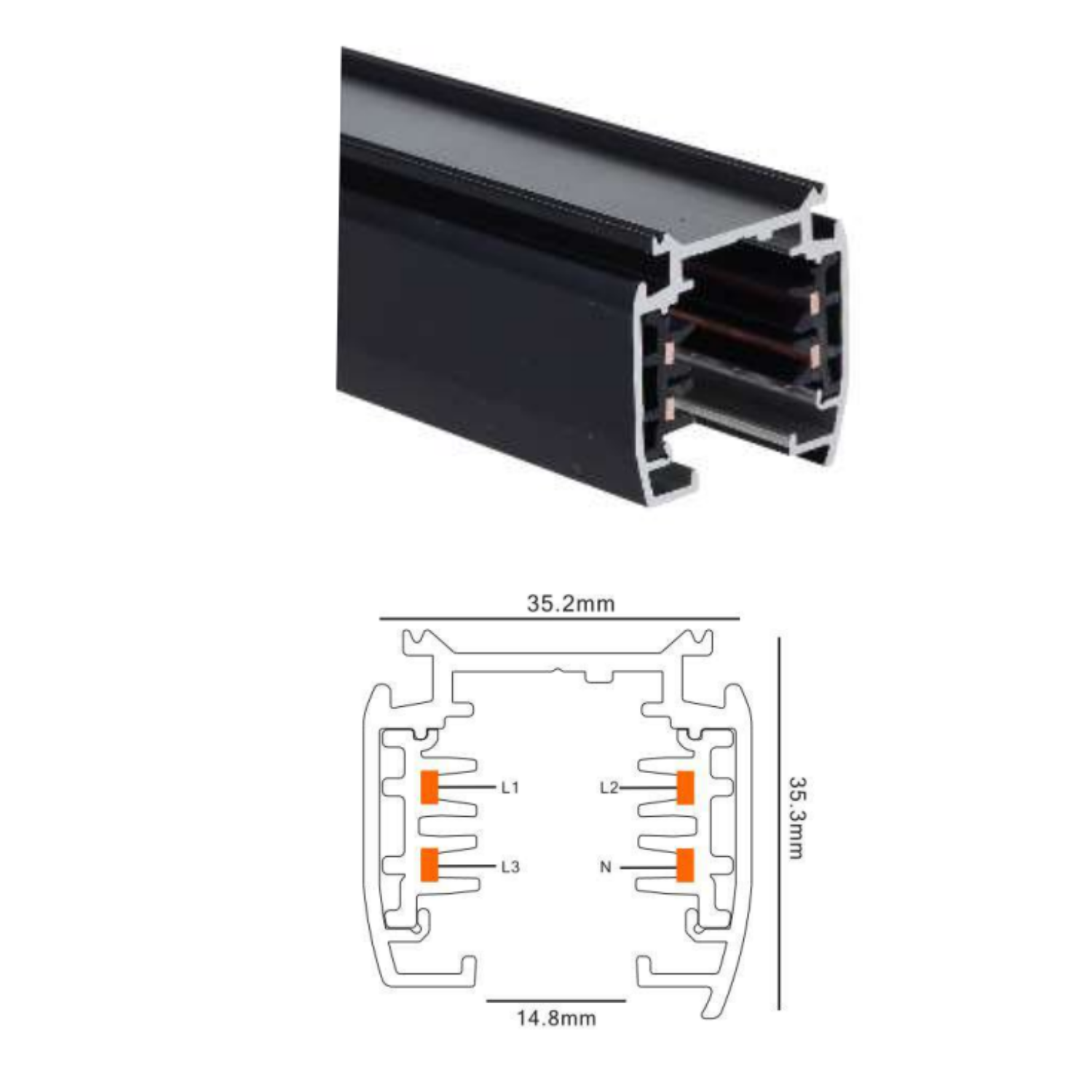 TWILIGHT LED Track Lights - 4 wire Track, 1m / 1.5m, BLACK/WHITE