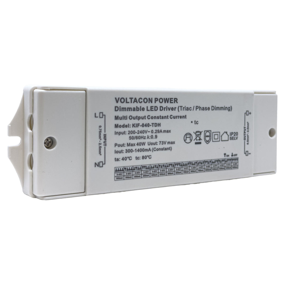 Voltacon AC Triac LED Dimmable Driver 40W Constant Current