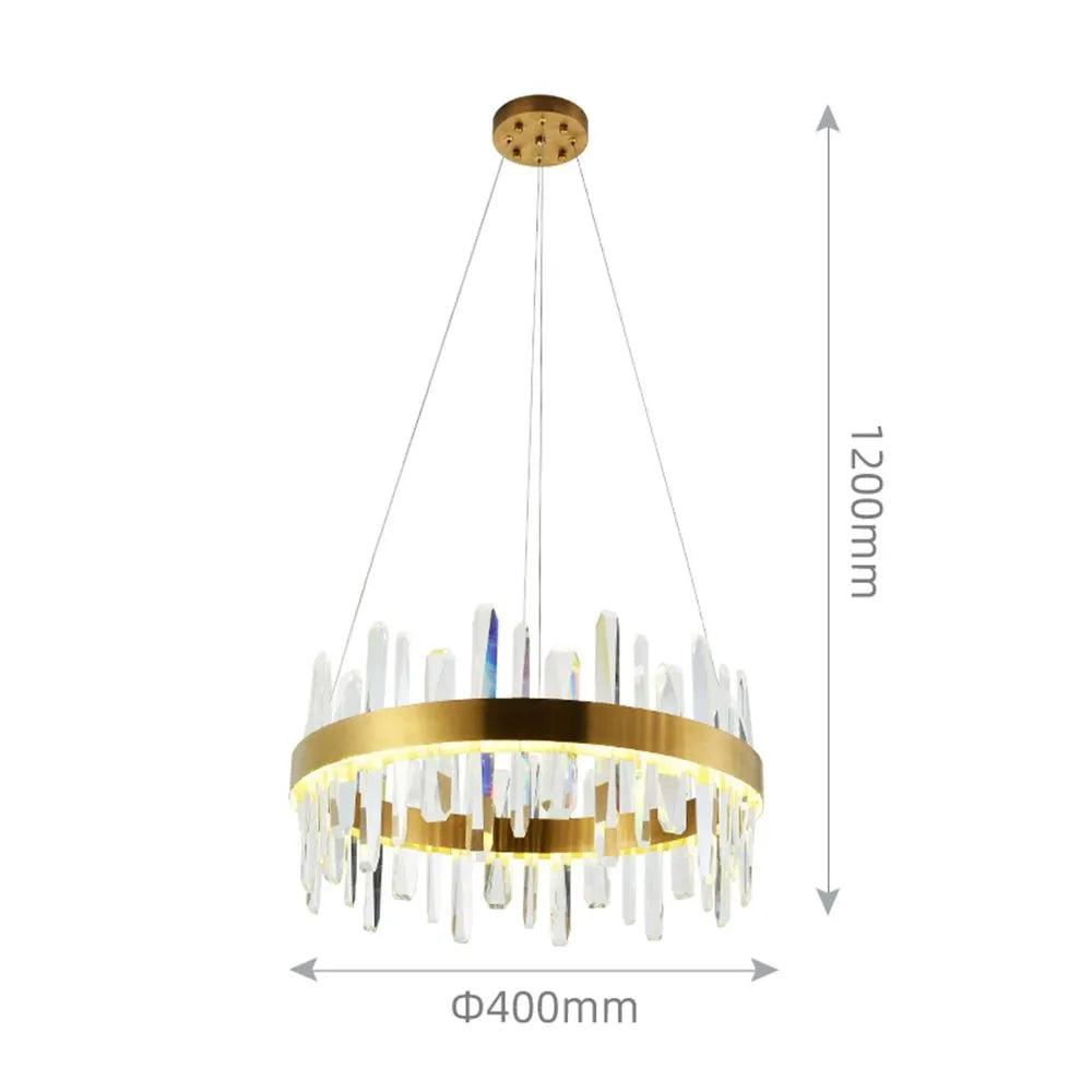 LED Ceiling Pendant Light 28Watt Acron Elion Crystal Gold Living Room, Dinning