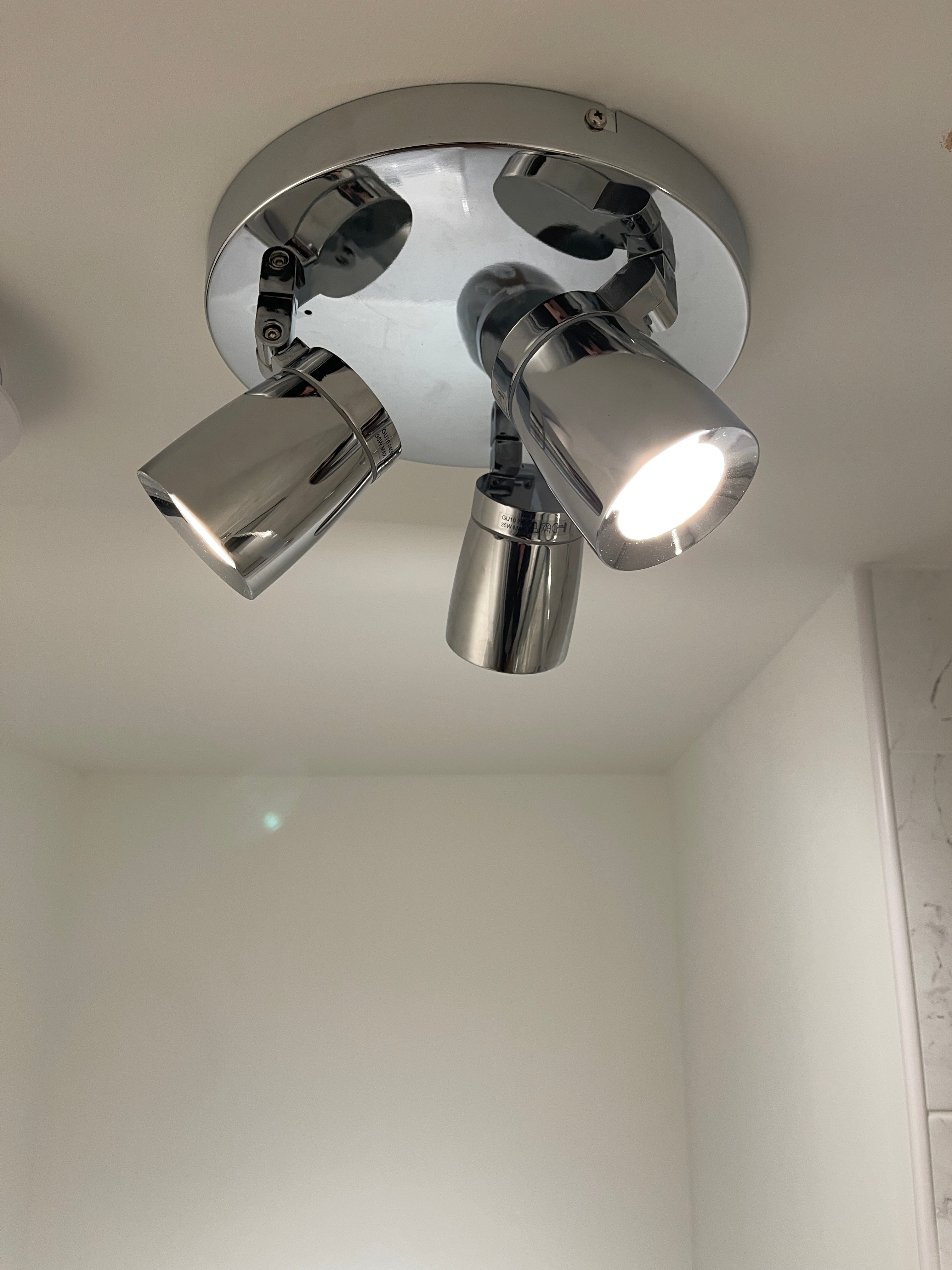 LED Knight Bathroom GU10 Spots Ceiling Light IP44 Polished Chrome