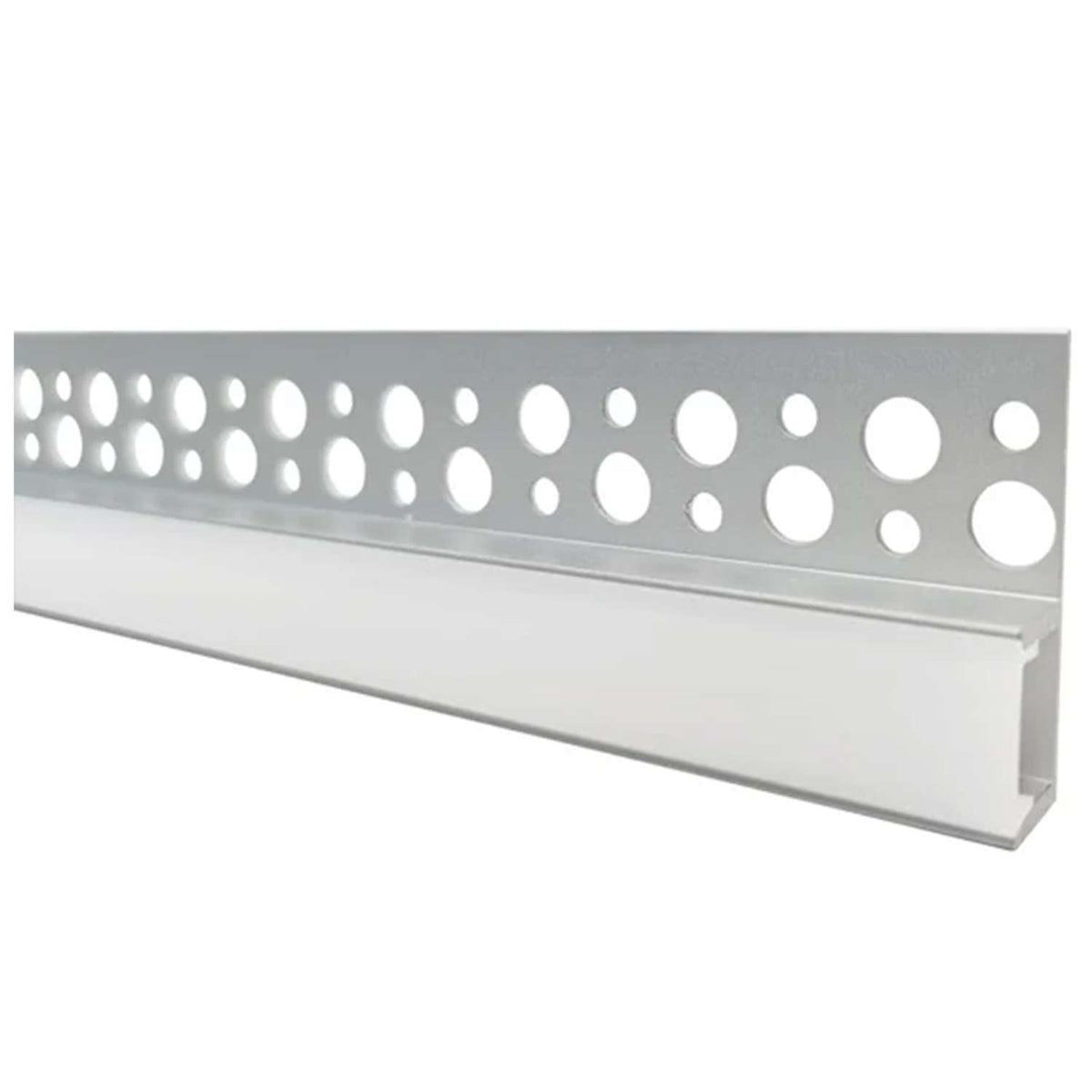 LED 1 Meter Aluminium Plaster In Recessed Profile L-Shape Cover & End Caps