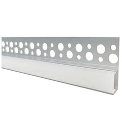 LED 1 Meter Aluminium Plaster In Recessed Profile L-Shape Cover & End Caps