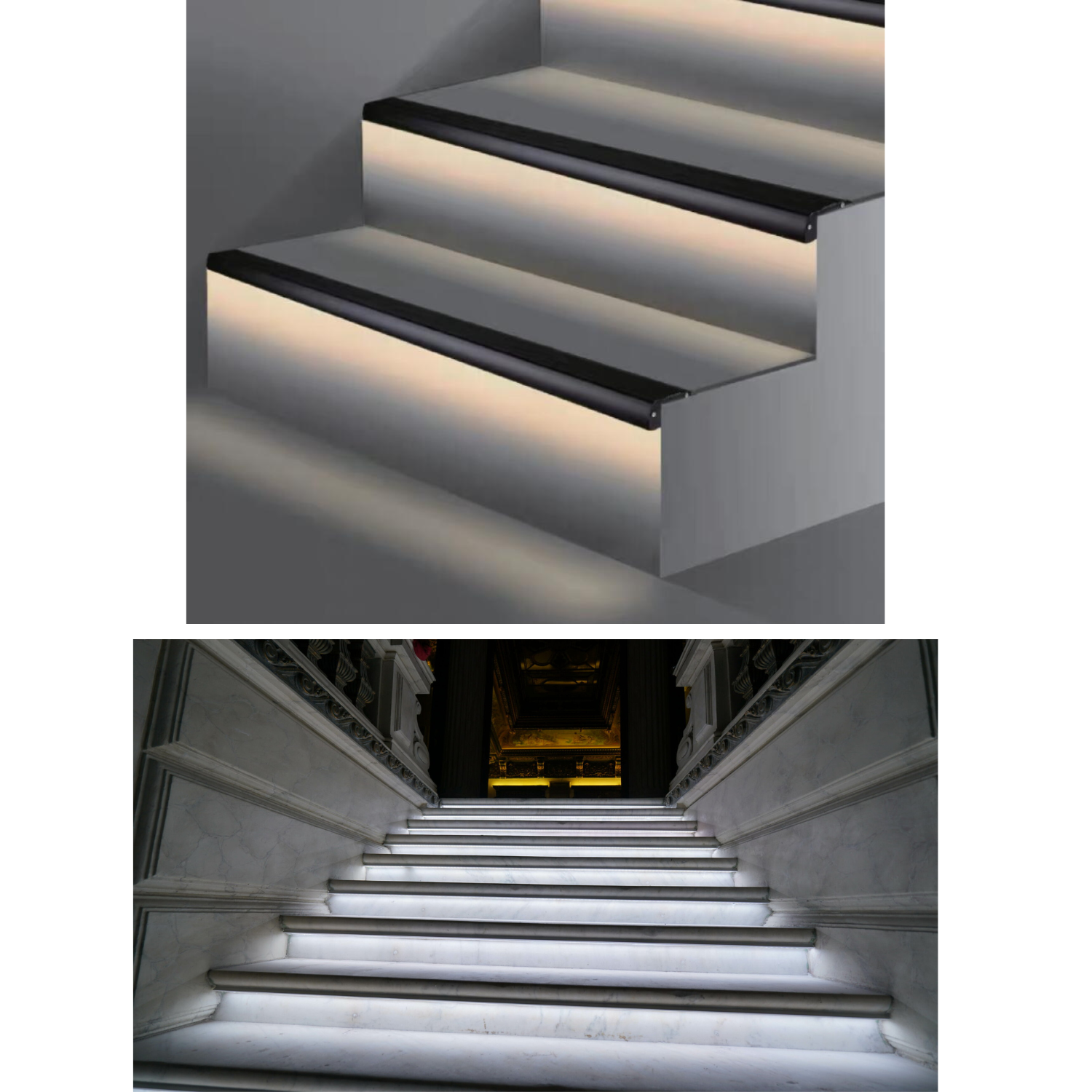LED Aluminium Stair Nosing Profile with Anti-Slip and Integrated Step Lighting
