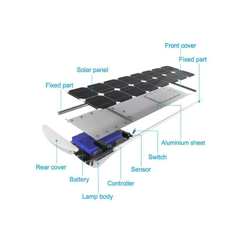 LED Solar Street Light 60Watt Motion Sensor PV Panel Lithium Battery