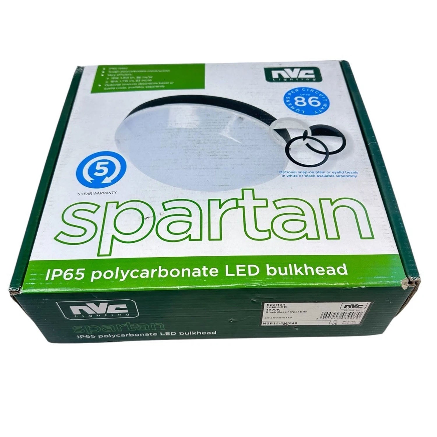 NVC Spartan LED Bulkhead 15W IP65 IK10 Eyelid Outdoor Wall Light 4000K