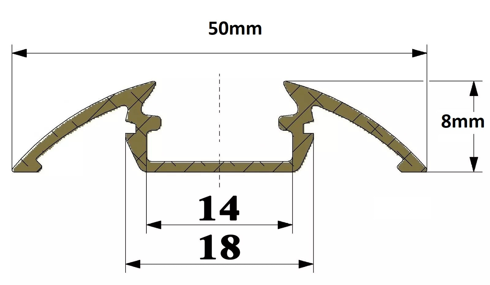 Aluminium Profile P4 ARC Wide Extrusion Floor 2 Meter for LED Strips - Frosted