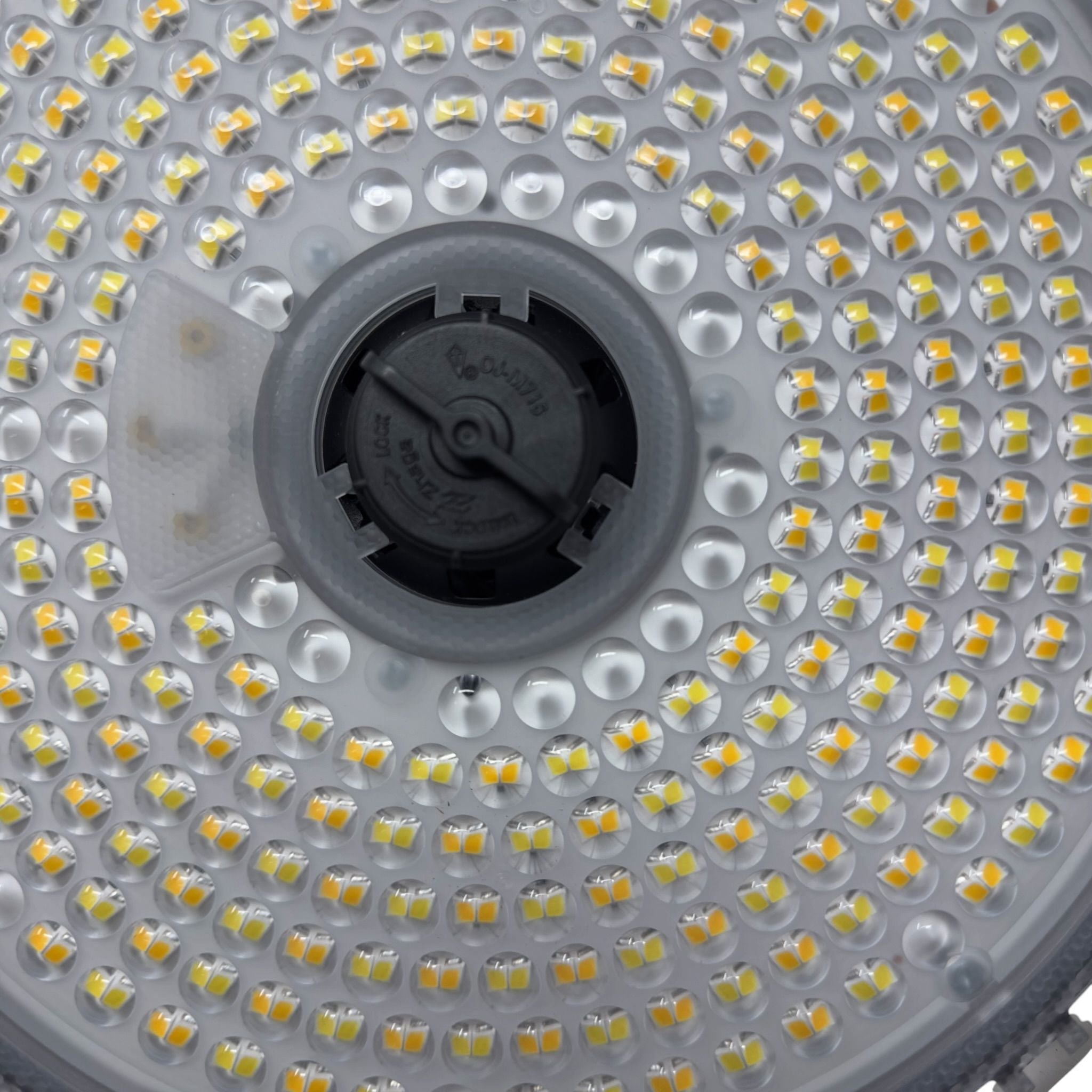 Close-up of Paragon LED Bay Light LED lens and optical design
