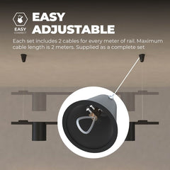 Track Lighting Suspension Kit – Set of 2 – Black / White  – 2m Cable