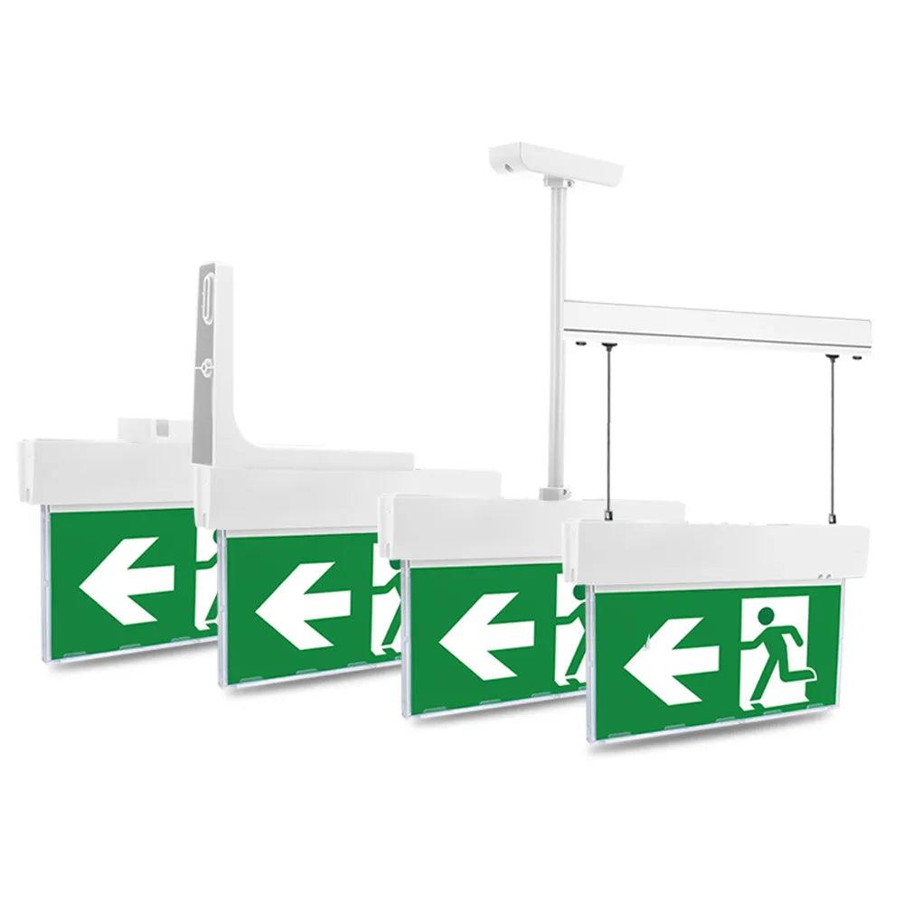 Emergency Exit Sign Plug In LED Emergency Exit Sign 6W White Trim Arrow Down - 3hr Battery Backup ...