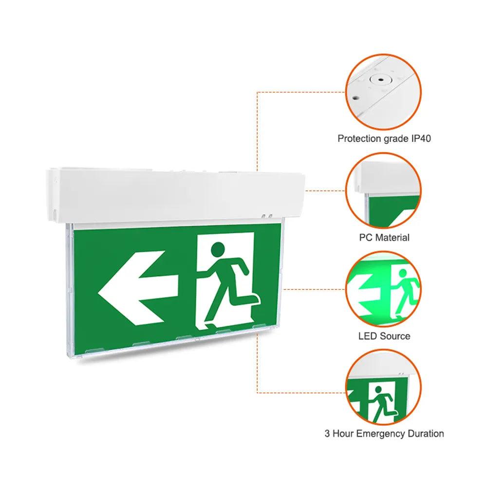 Led Emergency Message Sign LED Emergency Exit Sign 6W White Trim Arrow Down - 3hr Battery Backup ...