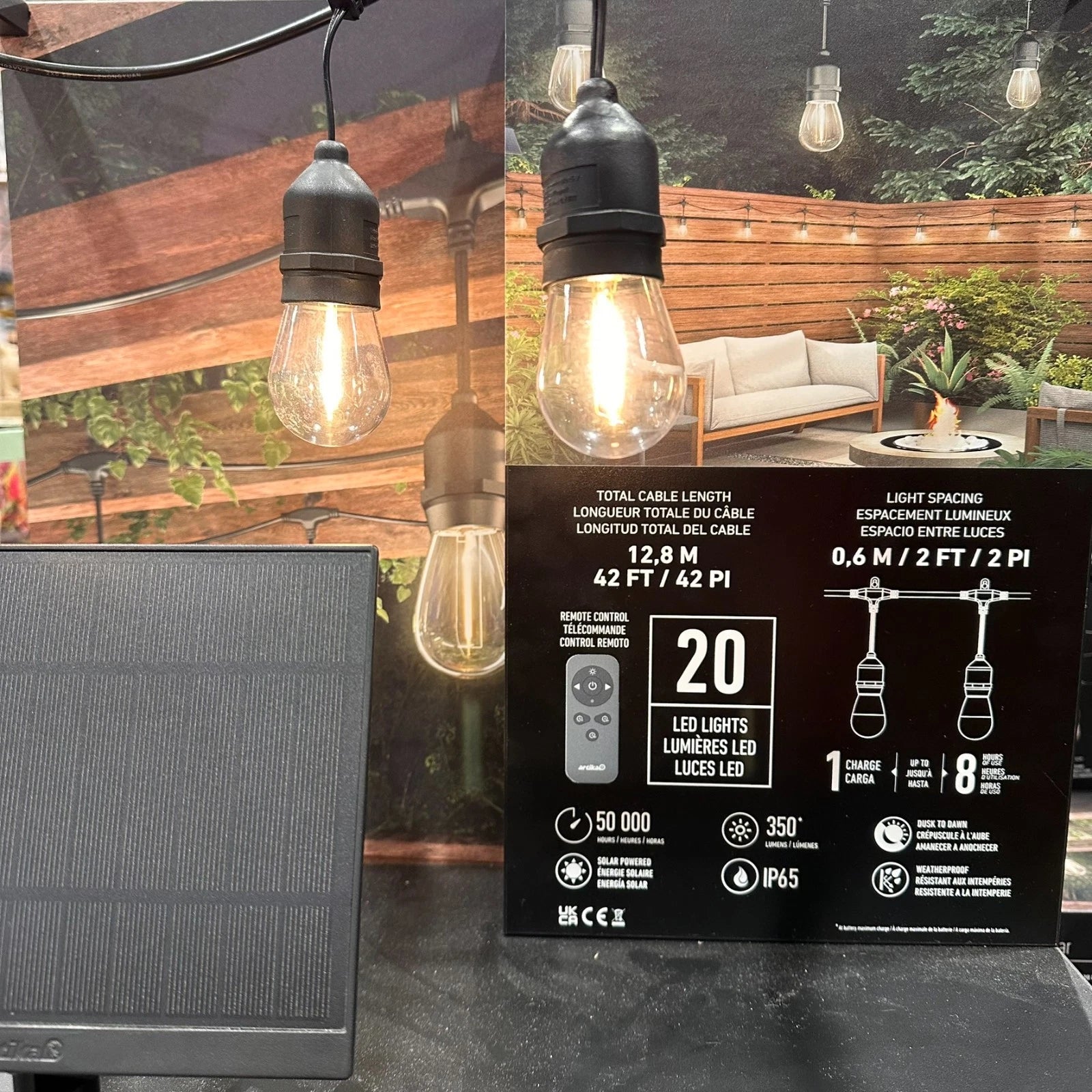 Artika Eclipse Solar 20 LED String Lights 12.8m Solar & USB-C Remote Control