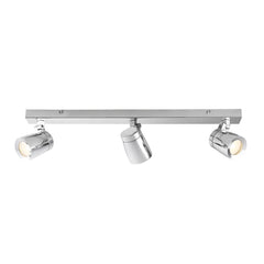 Knight Chrome Bathroom 3 Light Spot Bar with LED GU10 Bulbs