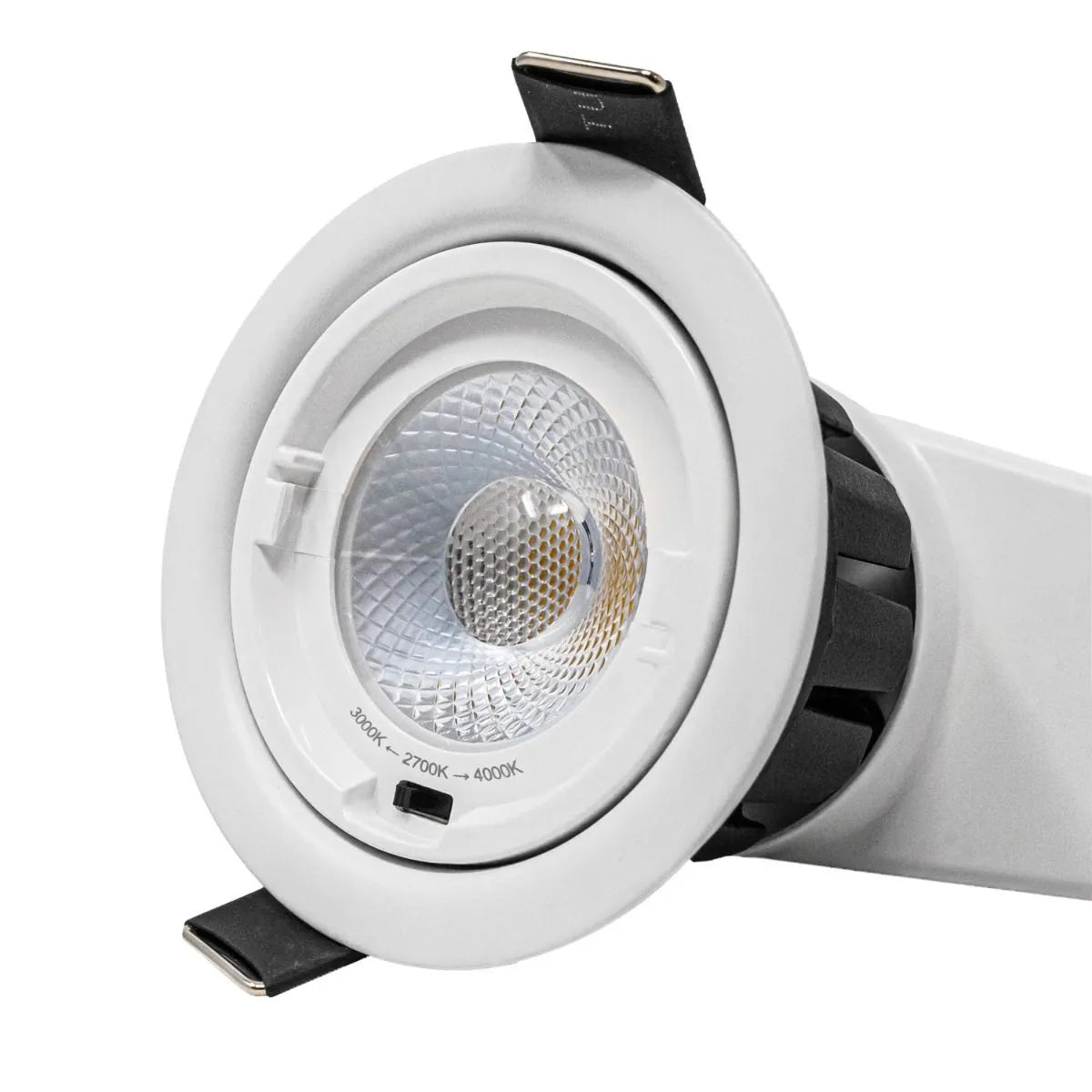 Calipso Fire Rated Downlight 7Watt. IP65. Tri Colour White Bezel Dimmable