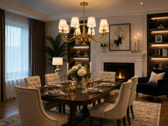 Aurelia Gold 8 Light Chandelier E14 Pendant Ceiling Light Fabric Shades Dimmable