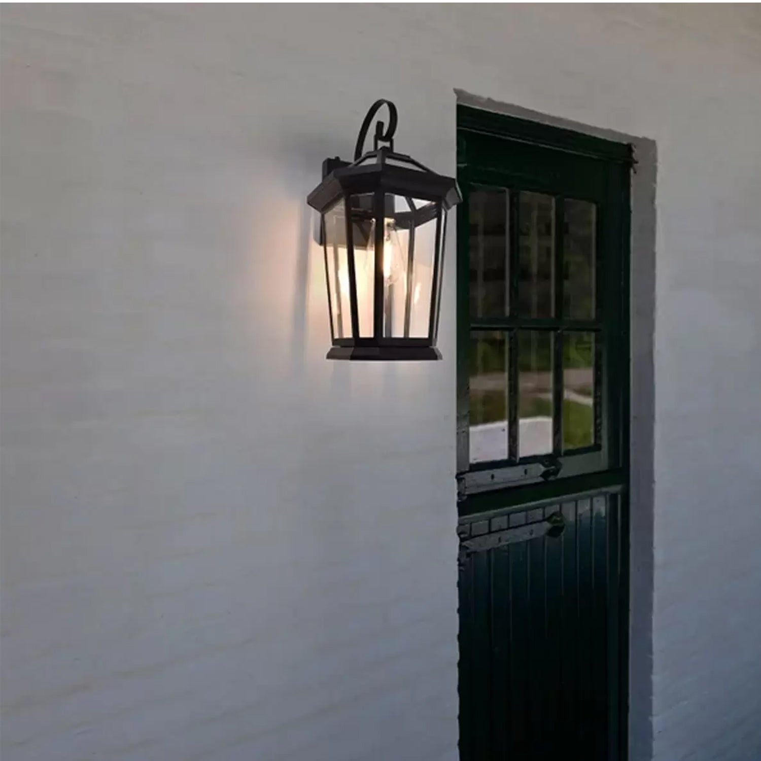 Luteco Outdoor Wall Lantern Matte Black with Dusk-to-Dawn Sensor and 7W LED Bulb