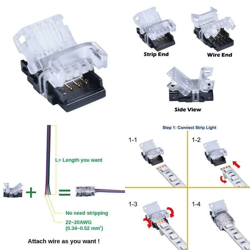 LED Strip Connector. Board to Wire. 10mm - 12mm