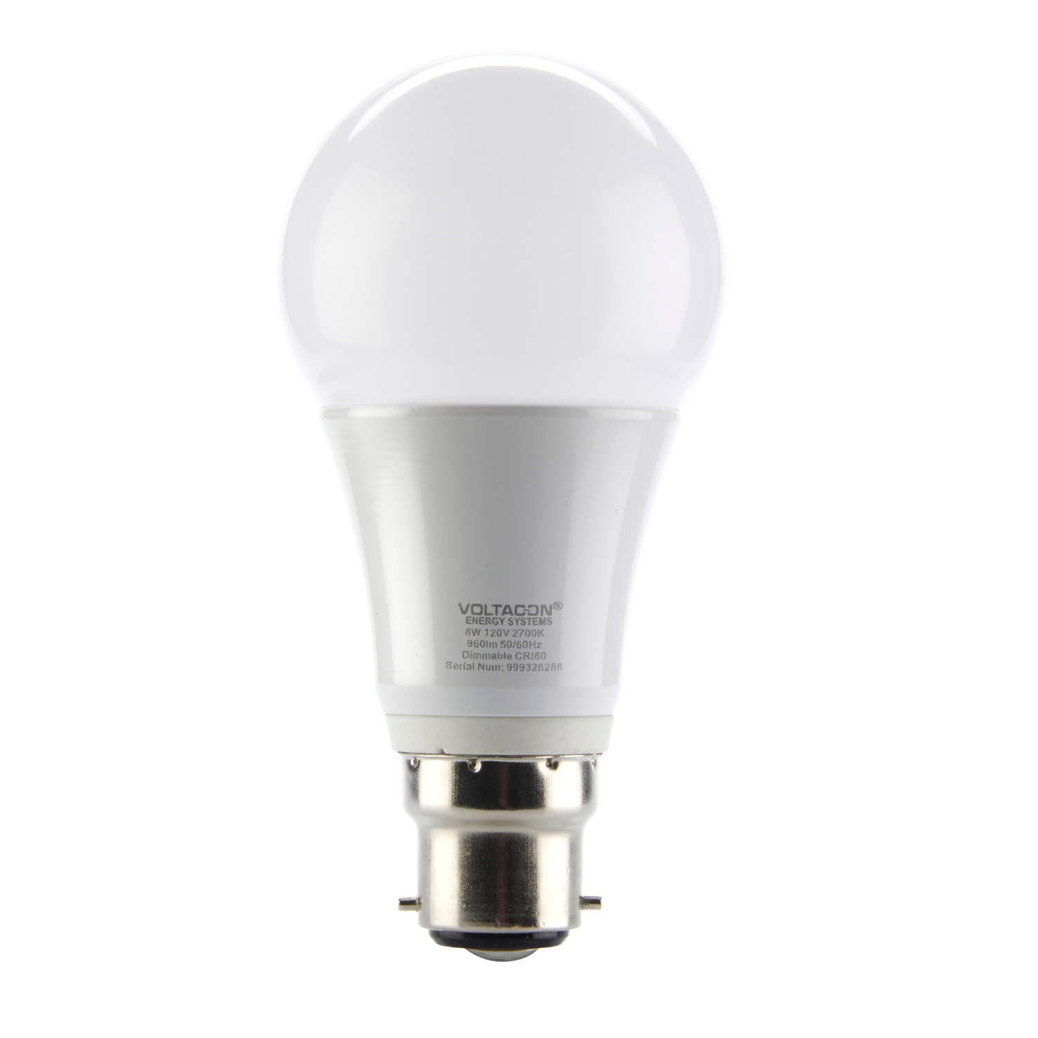 Ledison Globe LED Bulb - 8W, B22 Bayonet , Warm White, 2700K, Dimmable